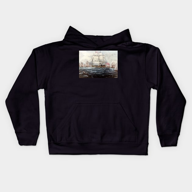 HMS VICTORY IN PORTSMOUTH, ENGLAND Kids Hoodie by MackenzieTar